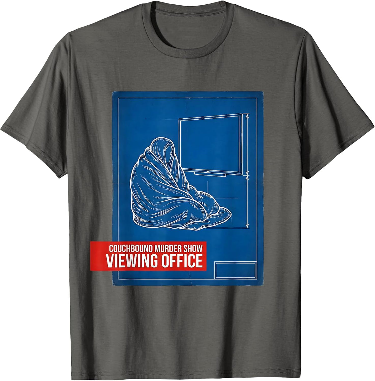Couchbound Murder Show Viewing Office Funny True Crime Lover T-Shirt - Asphalt Grey