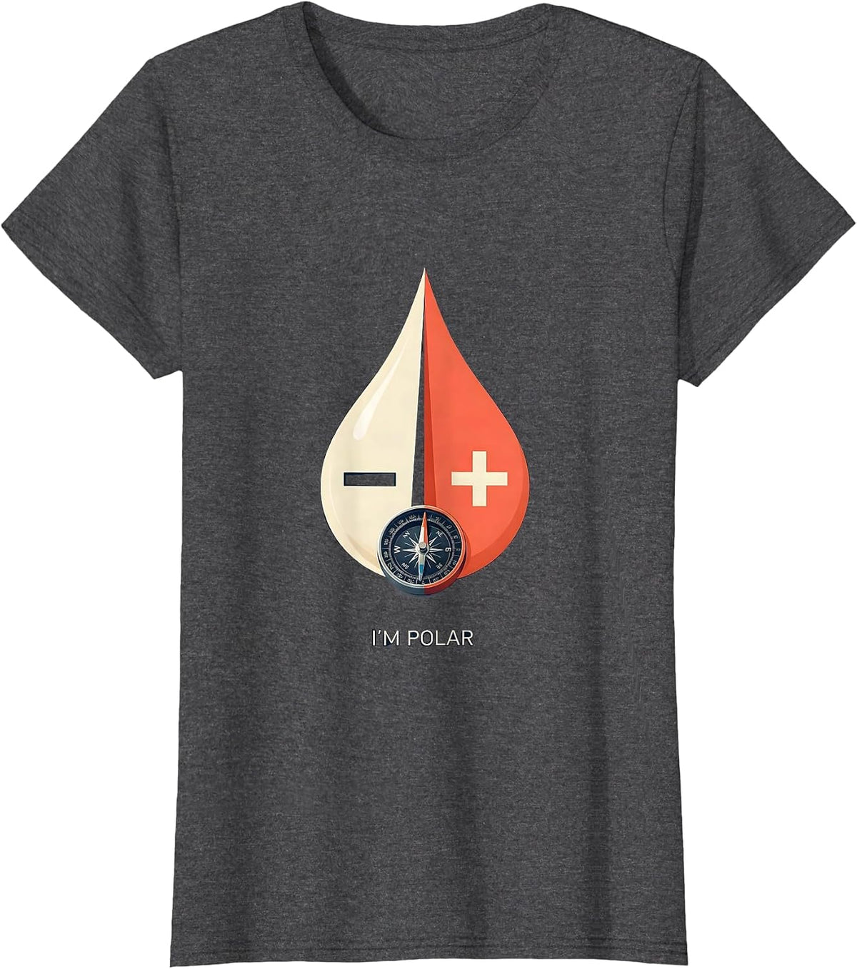 Women's I'm Polar Funny Chemistry Science Teacher Physics Student T-Shirt - Dark Heather Grey