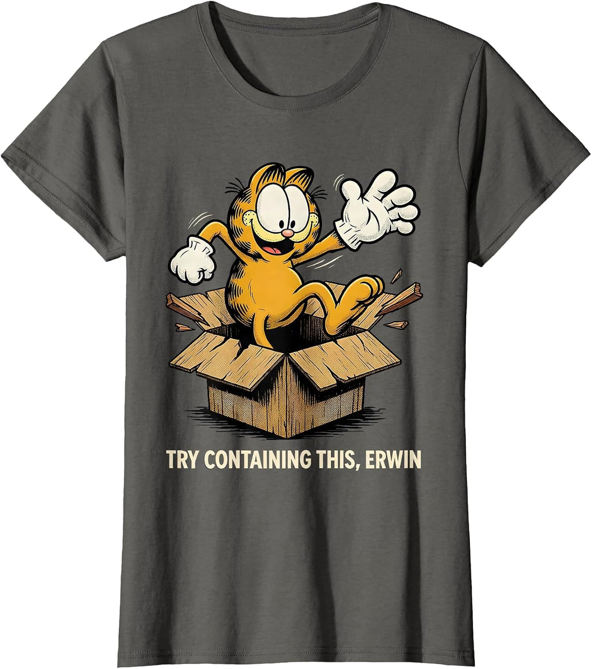 Women's Try Containing This, Erwin Retro Cartoon Quantum Physics T-Shirt - Asphalt Grey