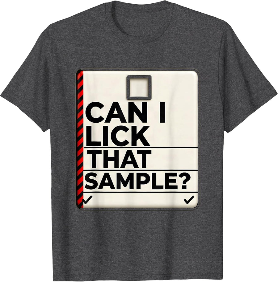 Men's Can I Lick That Sample Funny Periodic Table Science Teacher T-Shirt - Dark Heather Grey