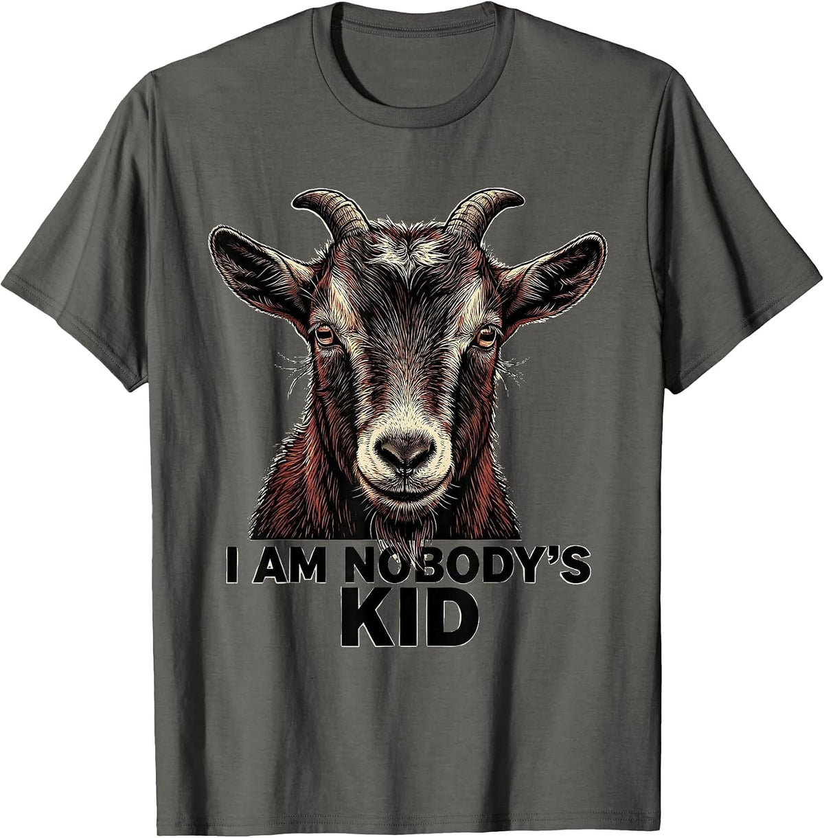 I Am Nobody's Kid Funny Goat Lover Animal Humor T-Shirt - Asphalt Grey
