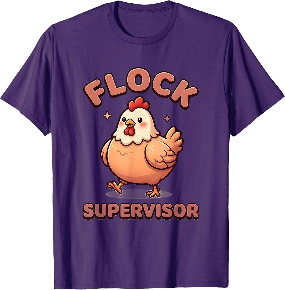 Flock Supervisor Cute Kawaii Funny Chicken Lover Farmer T-Shirt - Purple