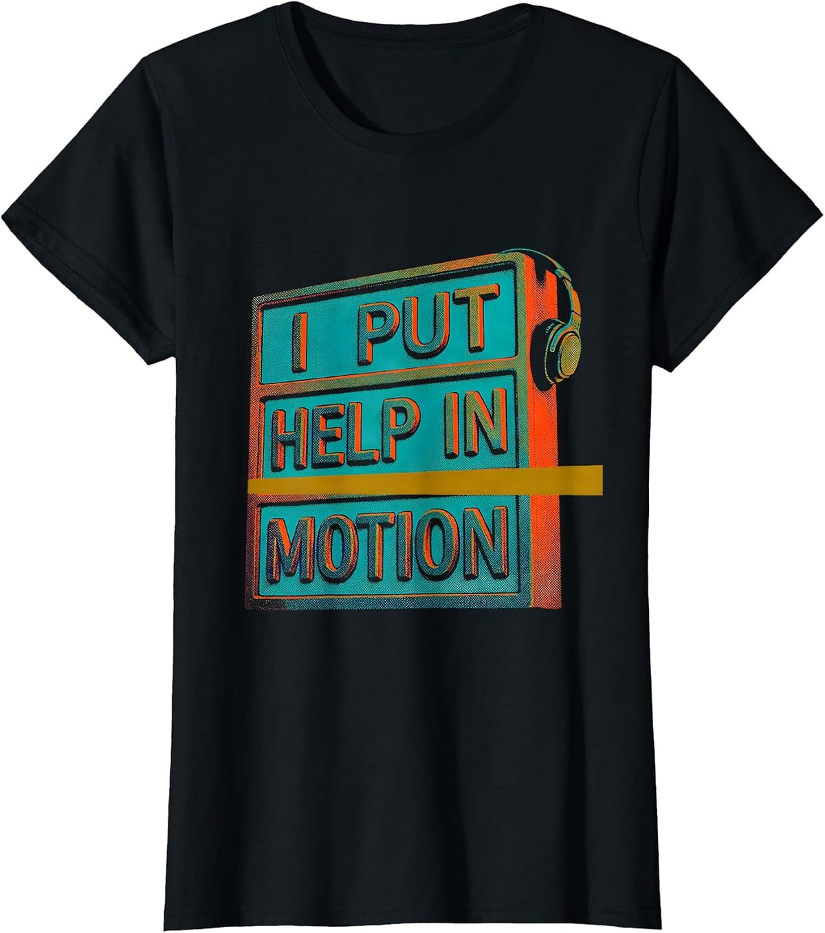 Women's I Put Help In Motion Risograph 911 Dispatcher Thin Gold Line T-Shirt - Black