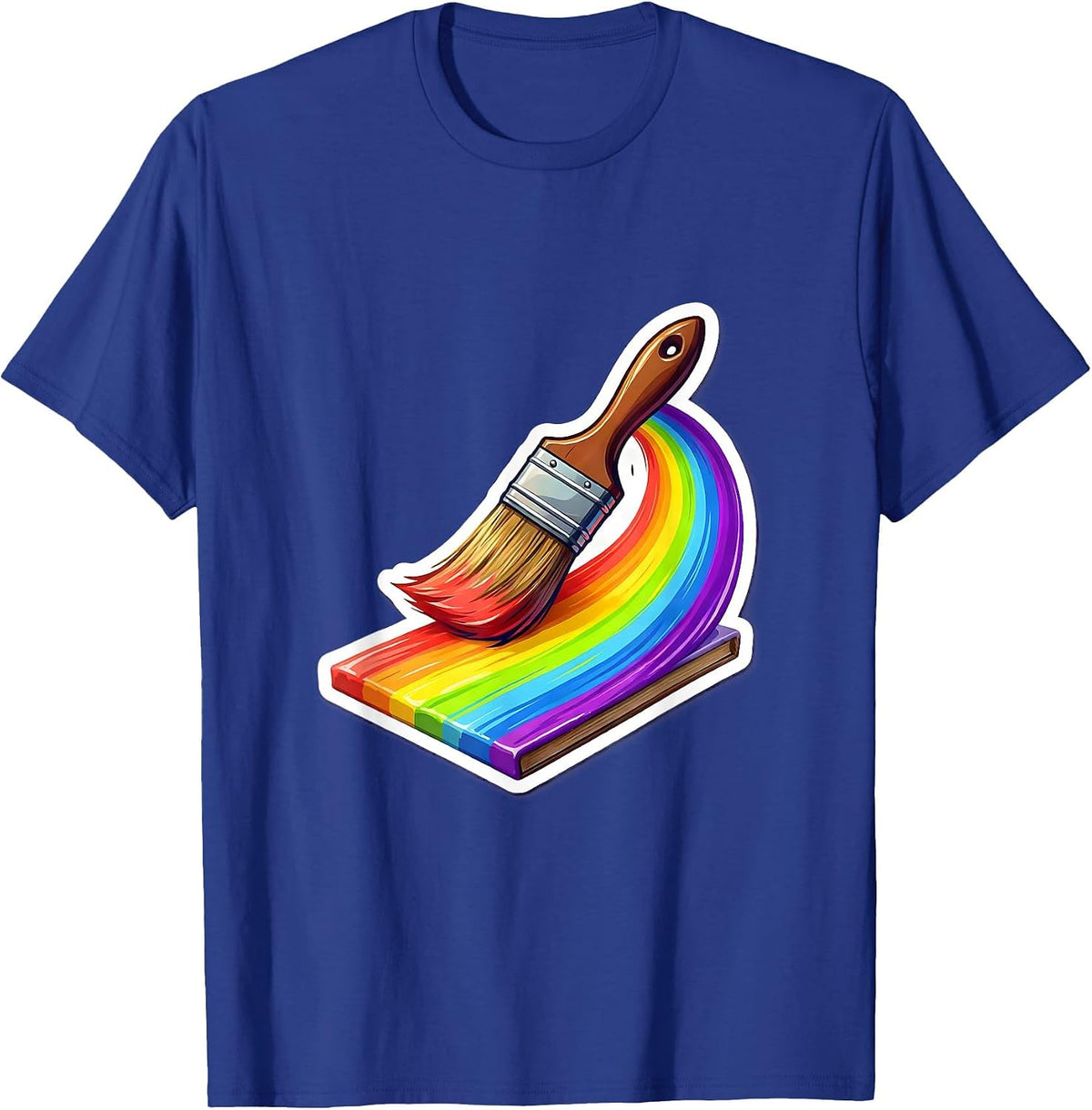Men's 4th Grade Teacher Rainbow Paintbrush Art Design T-Shirt - Royal Blue
