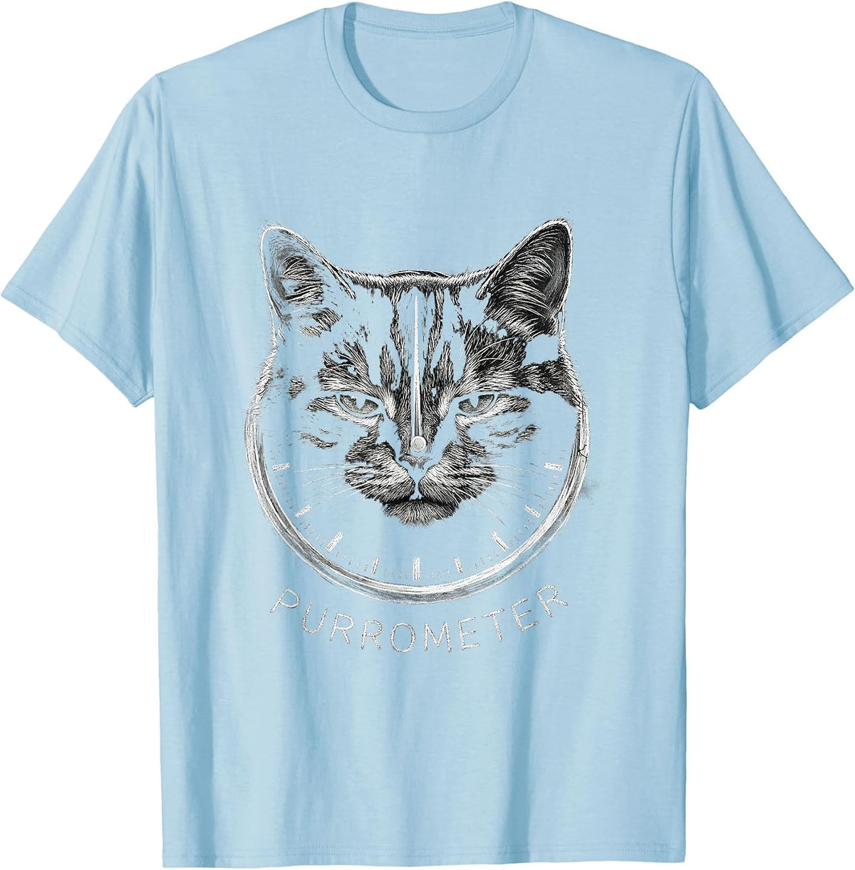 Men's Purrometer Funny Cat Math Science Teacher Humor T-Shirt - Baby Blue