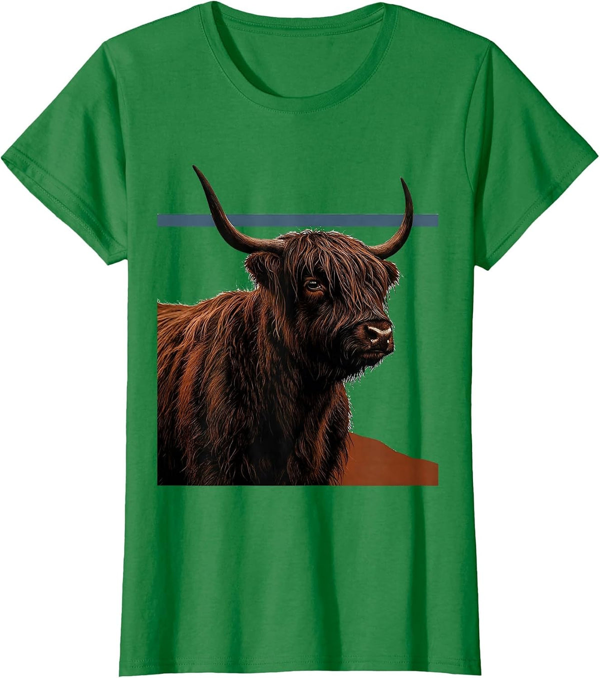 Women's Highland Cow Shaggy Back Flat Graphic Cute Scottish Humor T-Shirt - Kelly Green