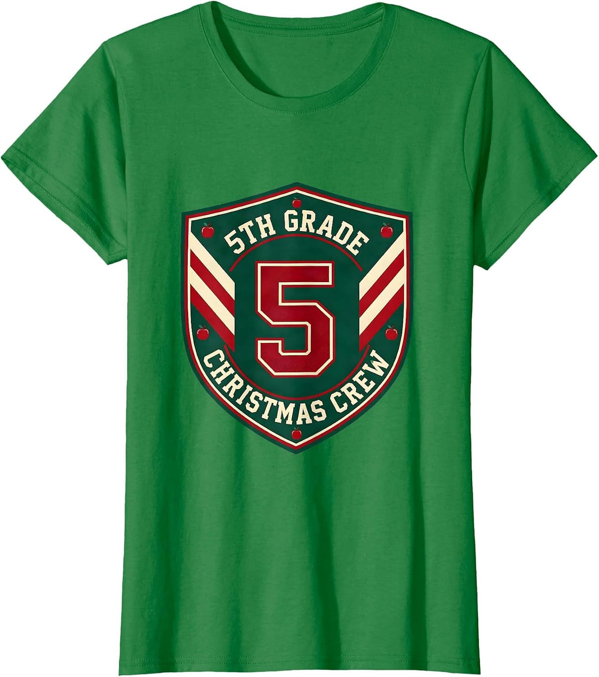 Women's 5th Grade Christmas Crew Sports Teacher Humor Holiday T-Shirt - Kelly Green