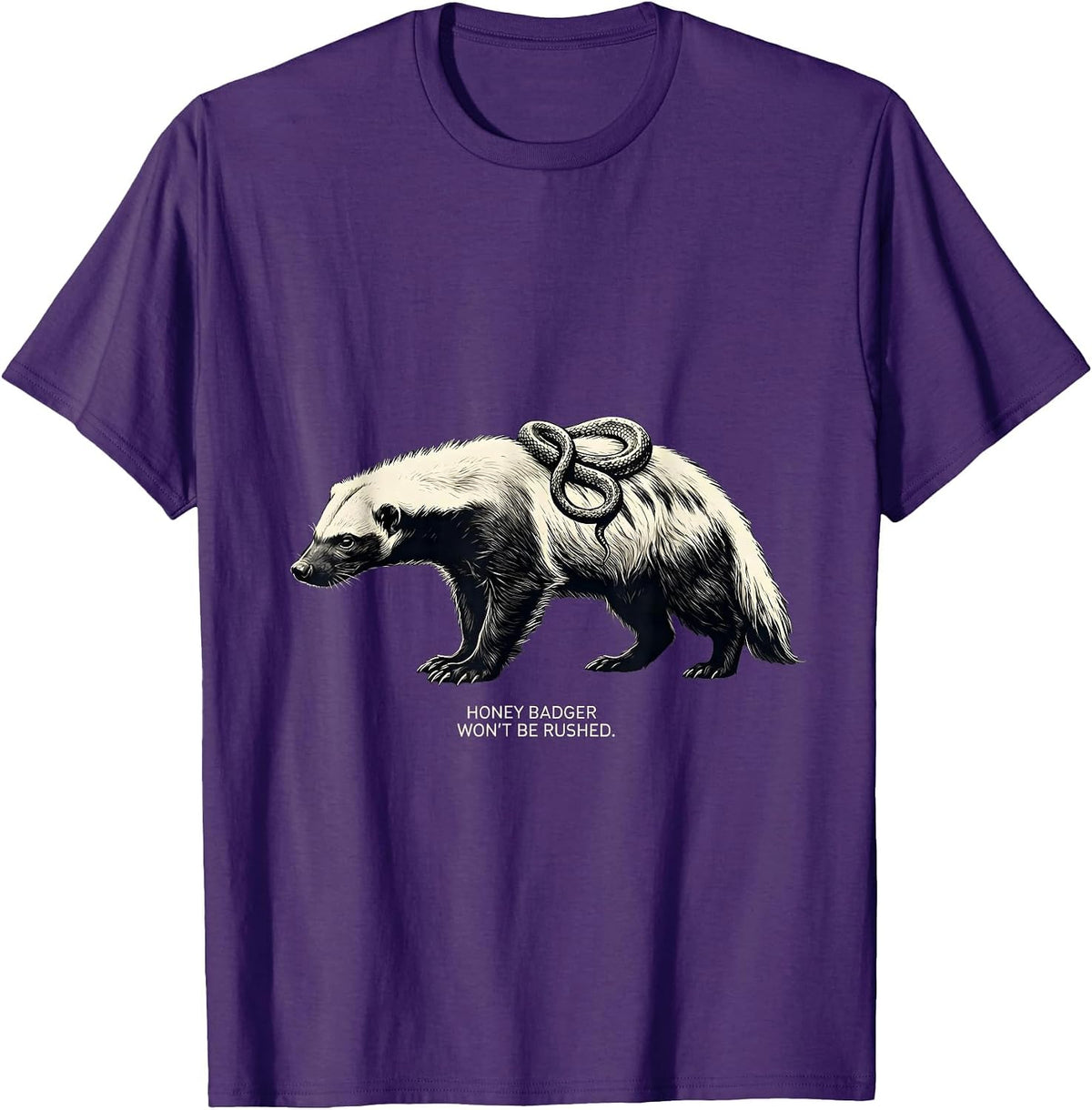 Men's Honey Badger Won't Be Rushed Funny Animal Lover Humor T-Shirt - Purple