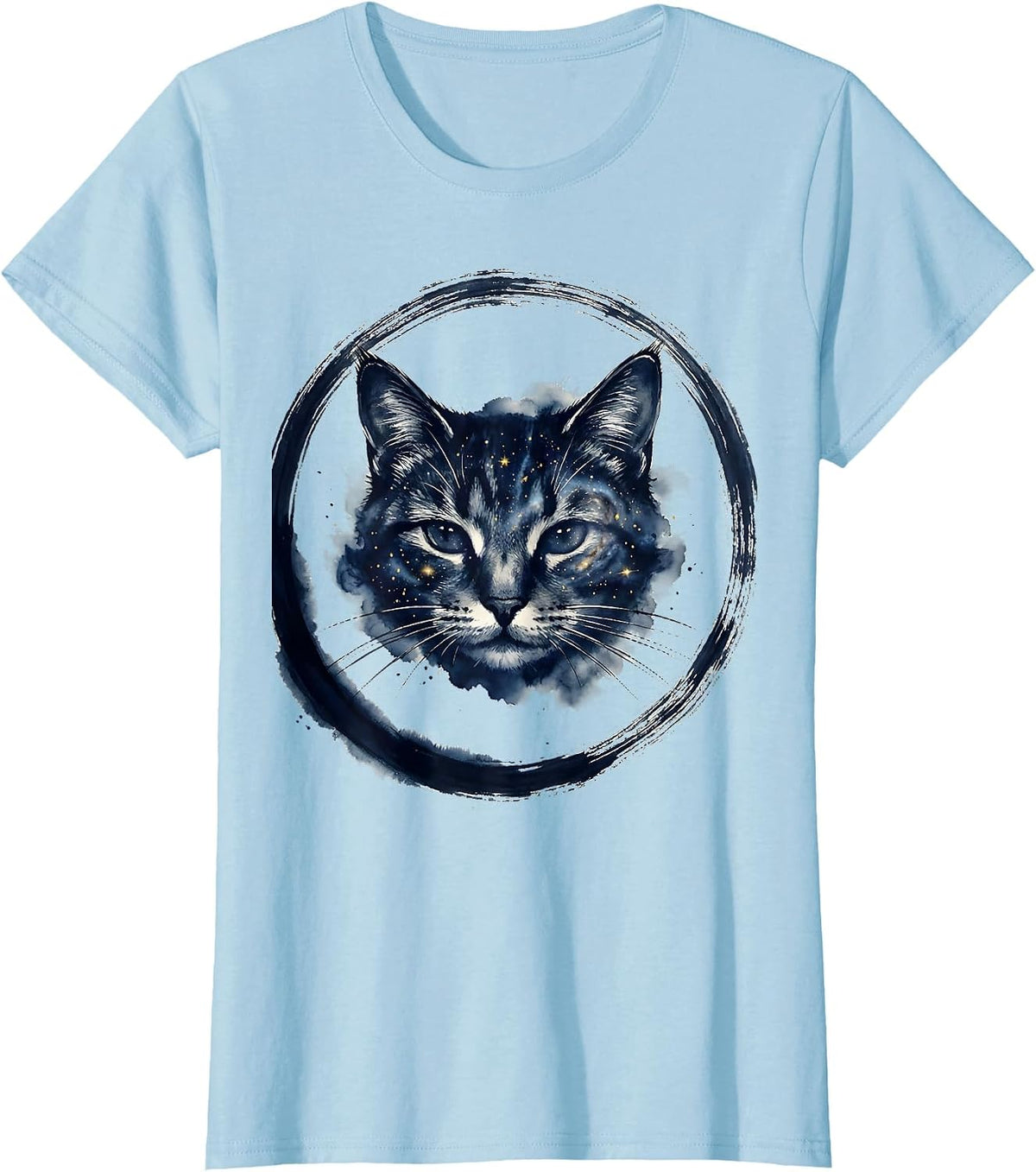 Cosmic Cat Galaxy Star Nebula Space Universe T-Shirt - Baby Blue