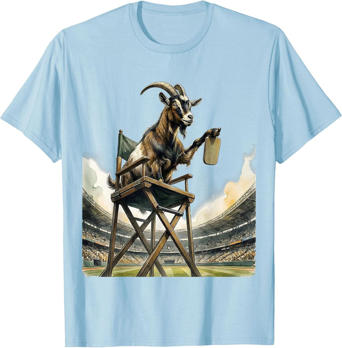 Men's Proud Goat Umpire Chair Funny Farm Animal Humor T-Shirt - Baby Blue
