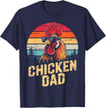 Men Chicken Dad Vintage Poultry Farmer Daddy Fathers Day T-Shirt - Navy Blue