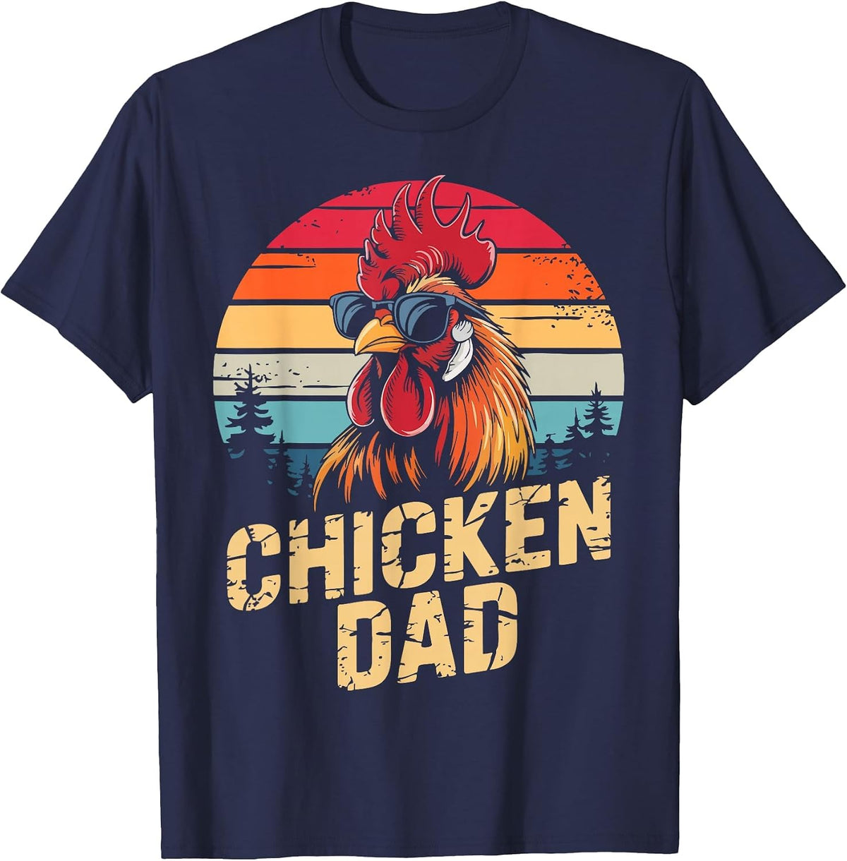 Men Chicken Dad Vintage Poultry Farmer Daddy Fathers Day T-Shirt - Navy Blue