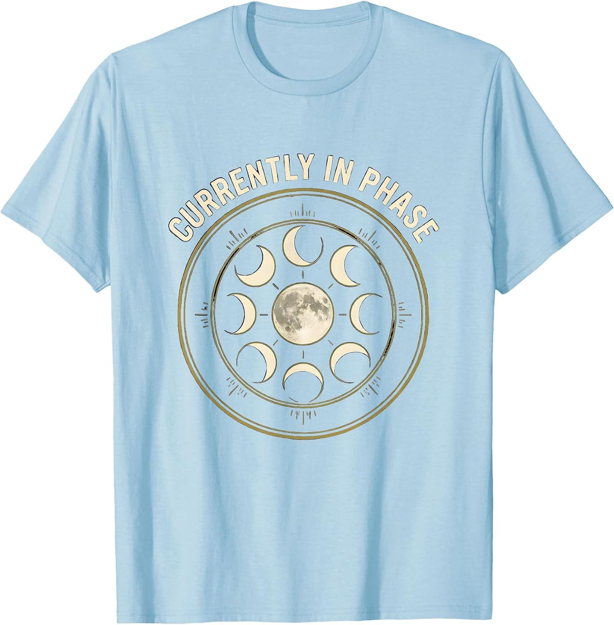 Men's Currently In Phase Vintage Celestial Moon Phase Astronomy T-Shirt - Baby Blue
