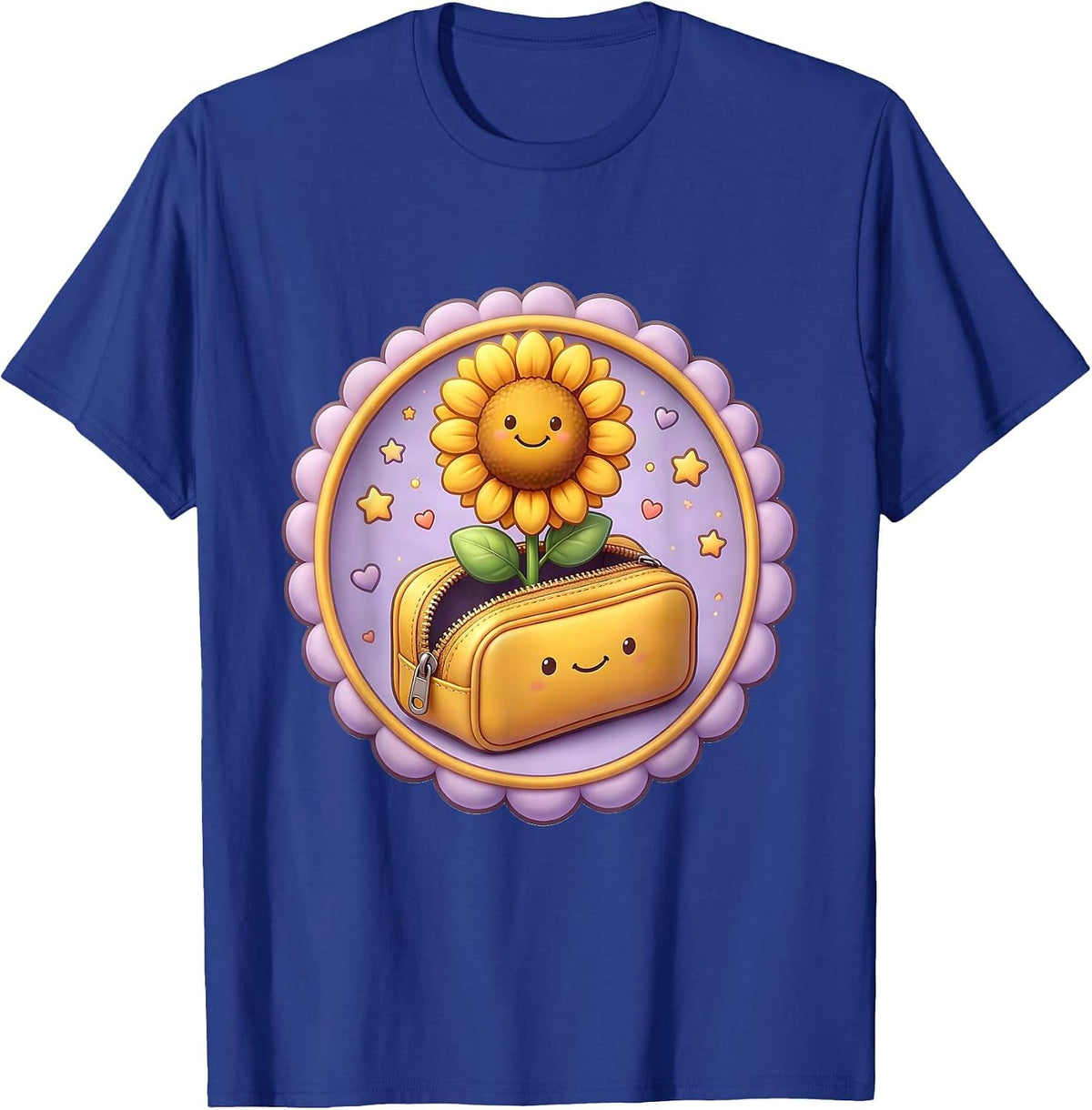 Sunflower Pencil Case Elementary Teacher Gift T-Shirt - Royal Blue