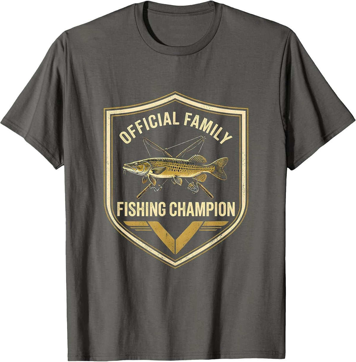 Men's Official Family Fishing Champion Funny Fishing Humor Gift T-Shirt - Asphalt Grey
