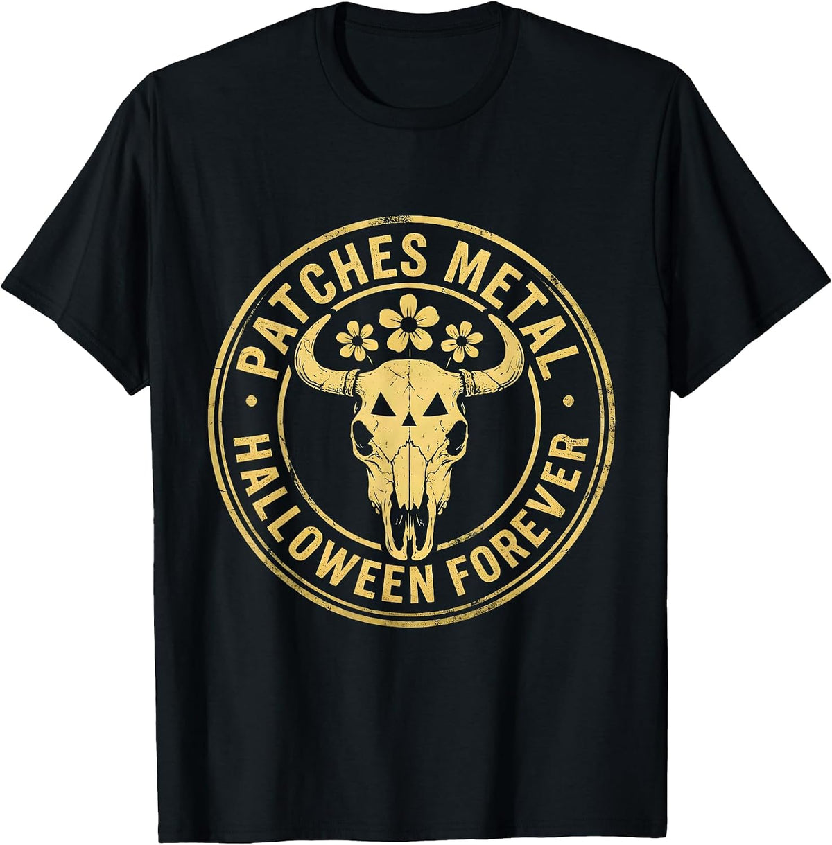 Men's Halloween Metal Battle Vest Forever Design T-Shirt - Black