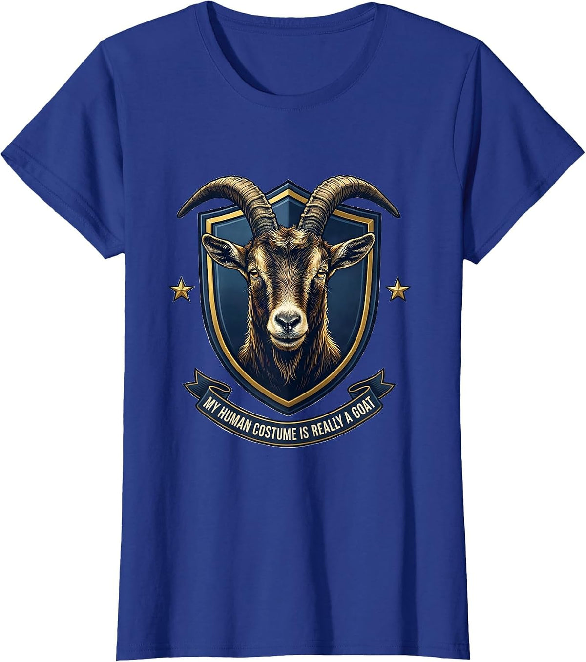 Women's My Human Costume Is Really A Goat Funny Goat Lover Halloween T-Shirt - Royal Blue