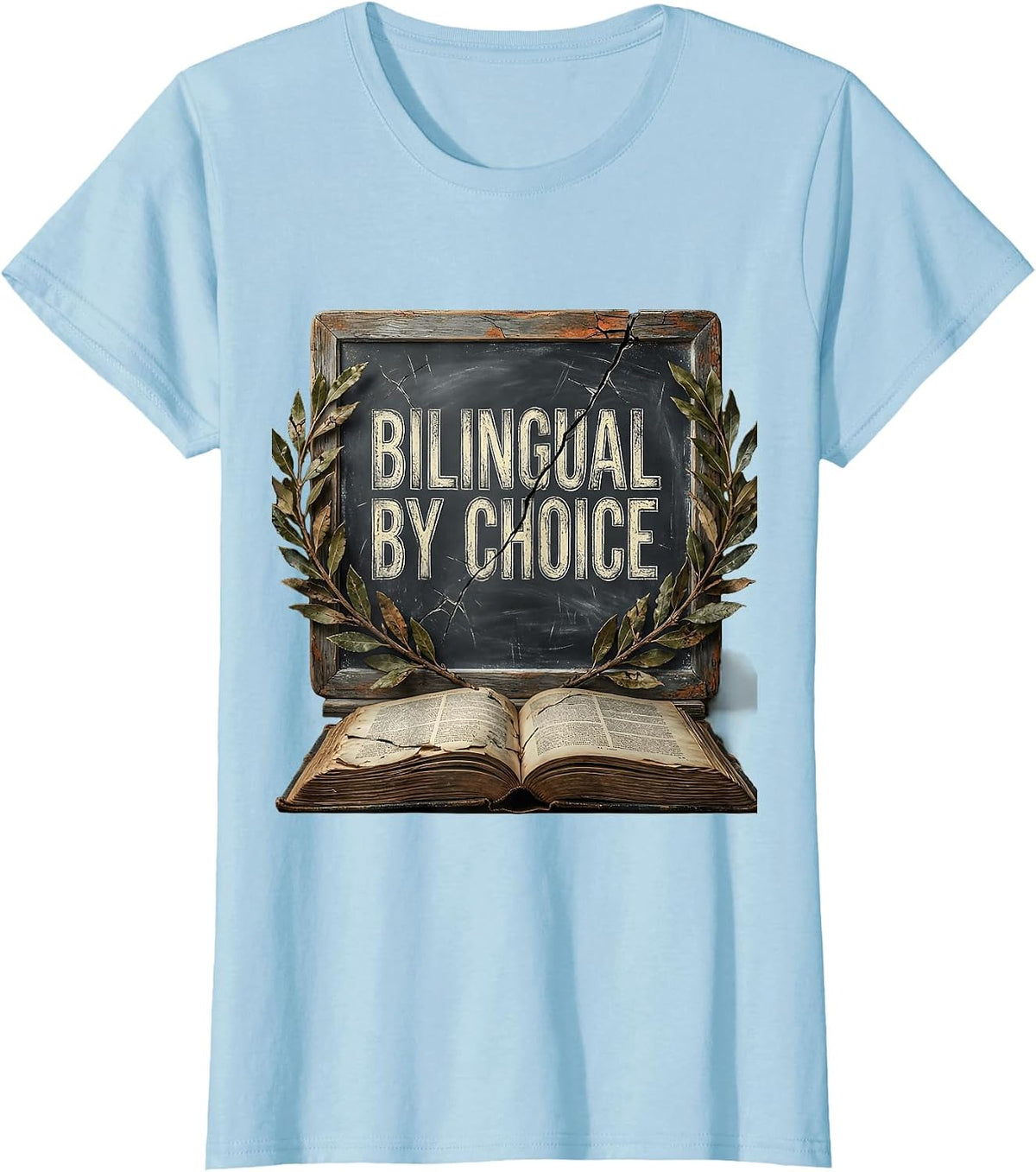 Bilingual By Choice Spanish Teacher Design T-Shirt - Baby Blue