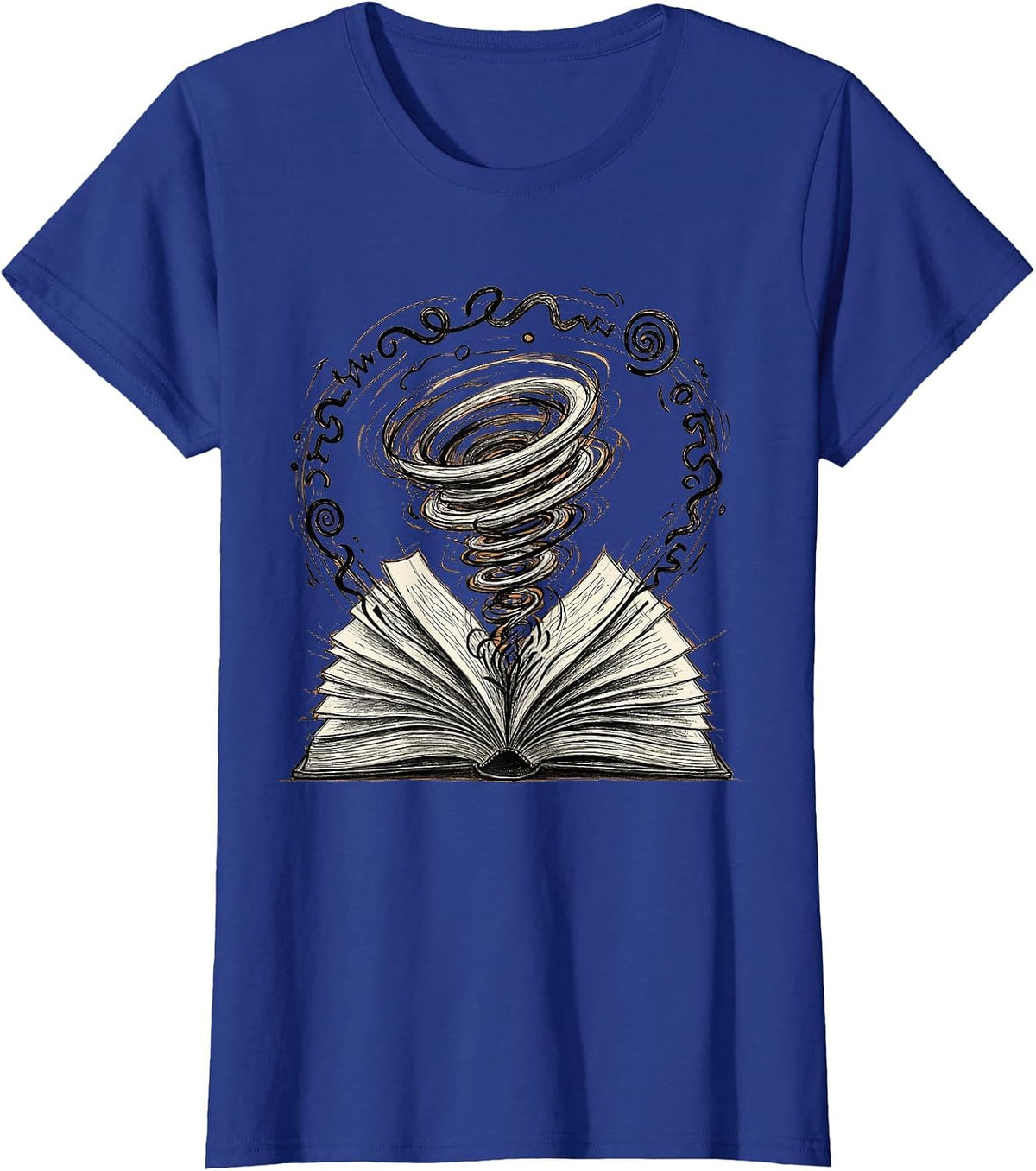 Women's Dyslexia Awareness Open Book Swirling Letters T-Shirt - Royal Blue