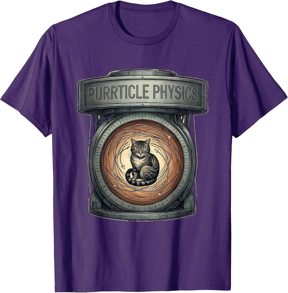 Purrticle Physics Funny Cat Science Math Teacher Student T-Shirt - Purple