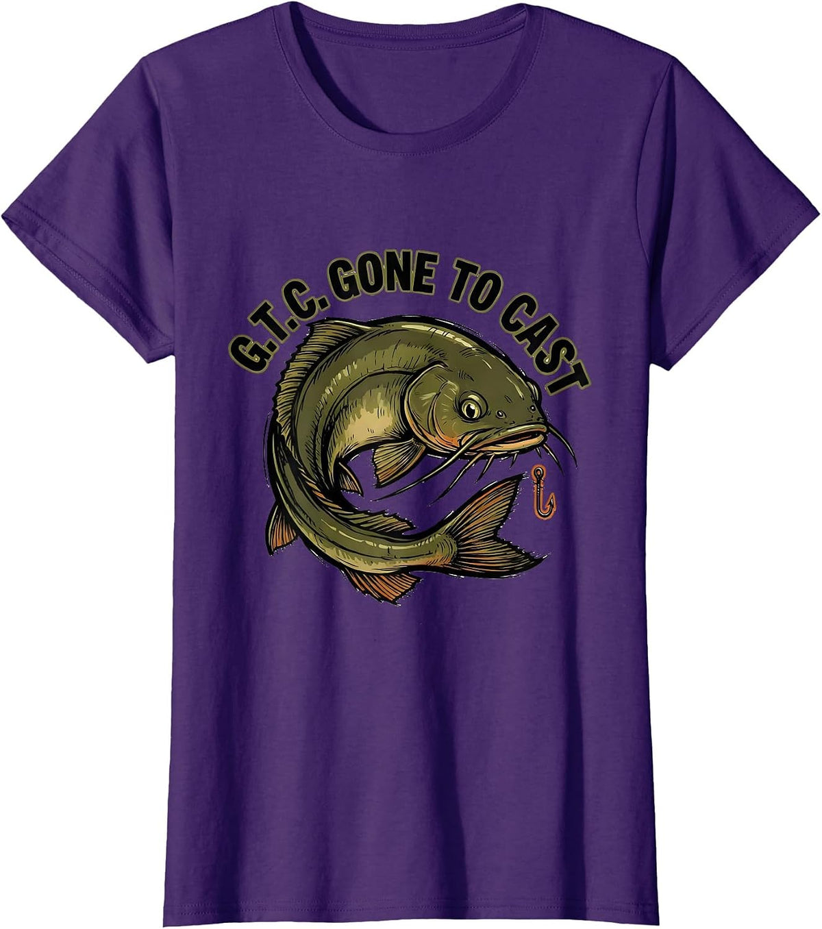 Women's G.T.C. Gone To Cast Funny Fishing Humor Angler Gift T-Shirt - Purple