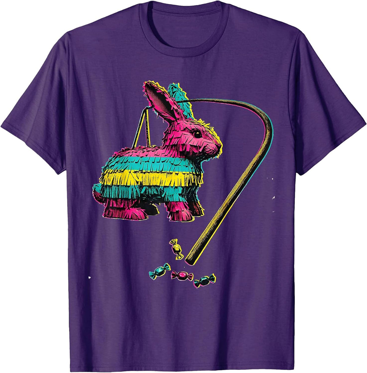 Side Rabbit Piñata Cinco De Mayo Party Costume Humor T-Shirt - Purple