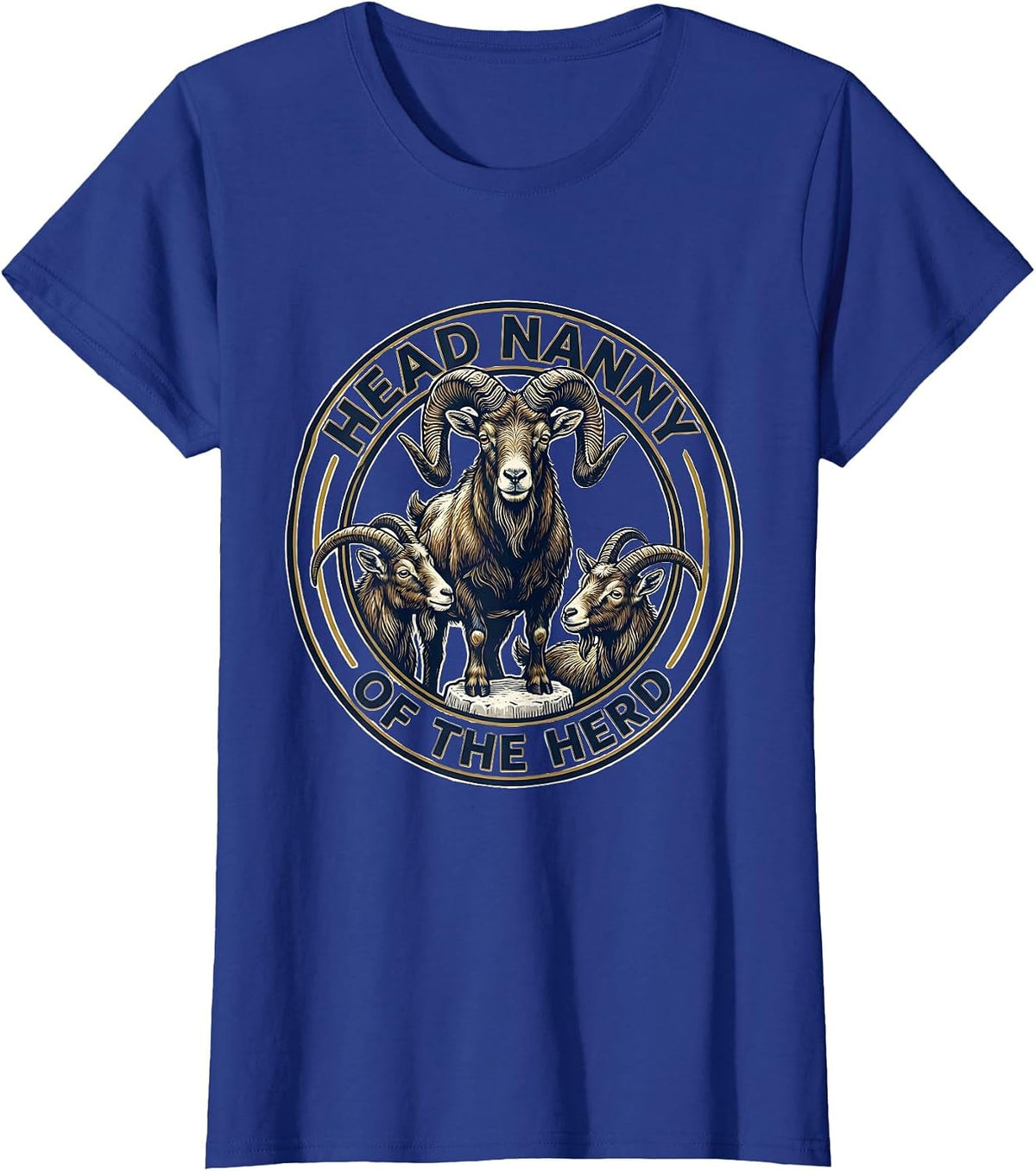 Women's Head Nanny Of The Herd Funny Goat Farmer Goat Lover Gift T-Shirt - Royal Blue