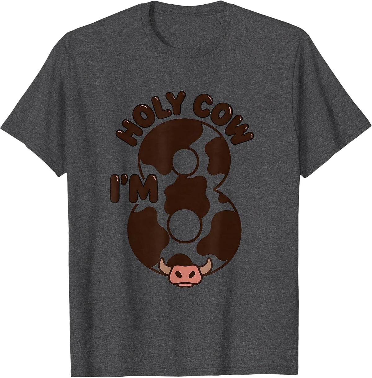 Men's Holy Cow I'm Eight Cute Highland Cow Birthday Girl Farm Mom T-Shirt - Dark Heather Grey