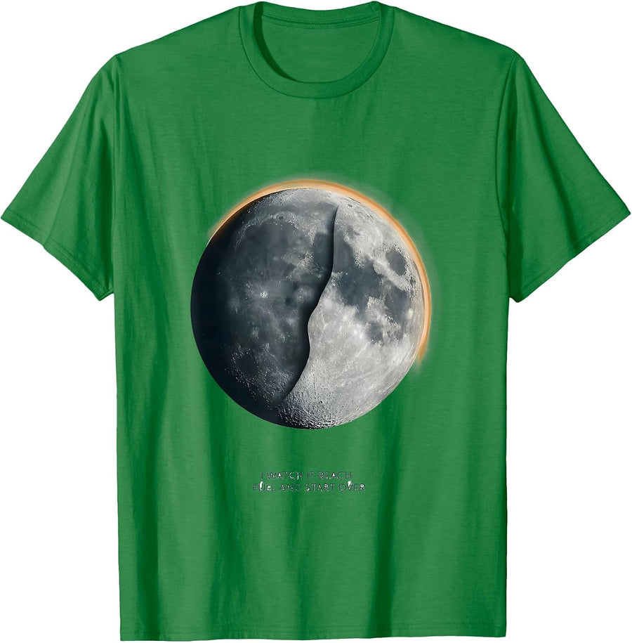 Men's I Watch It Reach Full And Start Over Astronomy Lunar Cycle T-Shirt - Kelly Green