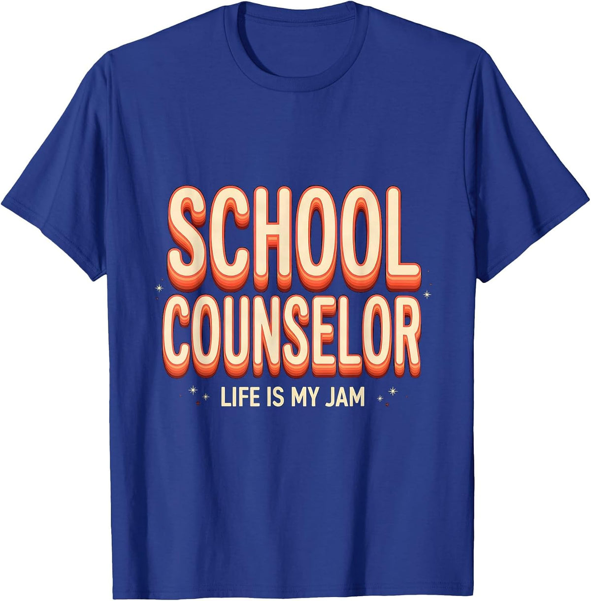 Men's School Counselor Life Is My Jam Groovy Retro Work Pride T-Shirt - Royal Blue