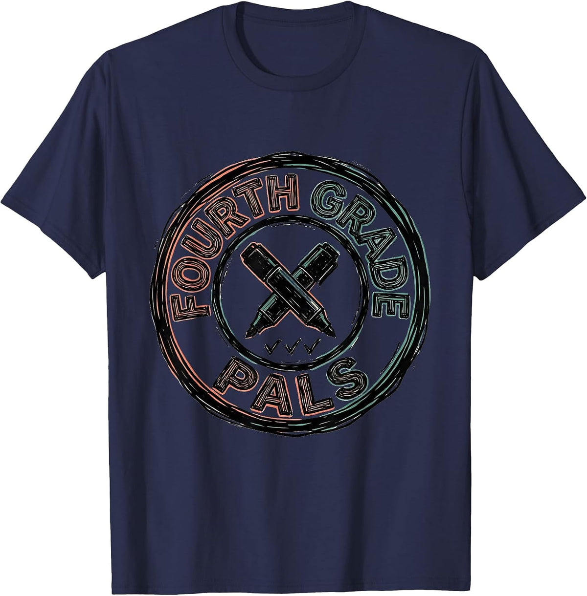 Fourth Grade Pals Playful Back to School Student Teacher T-Shirt - Navy Blue