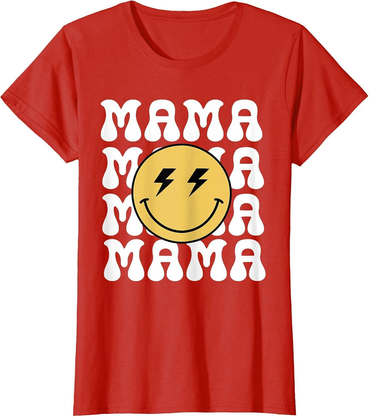 Mama Happy Face 1st Birthday Family Matching Theme T-Shirt - Red