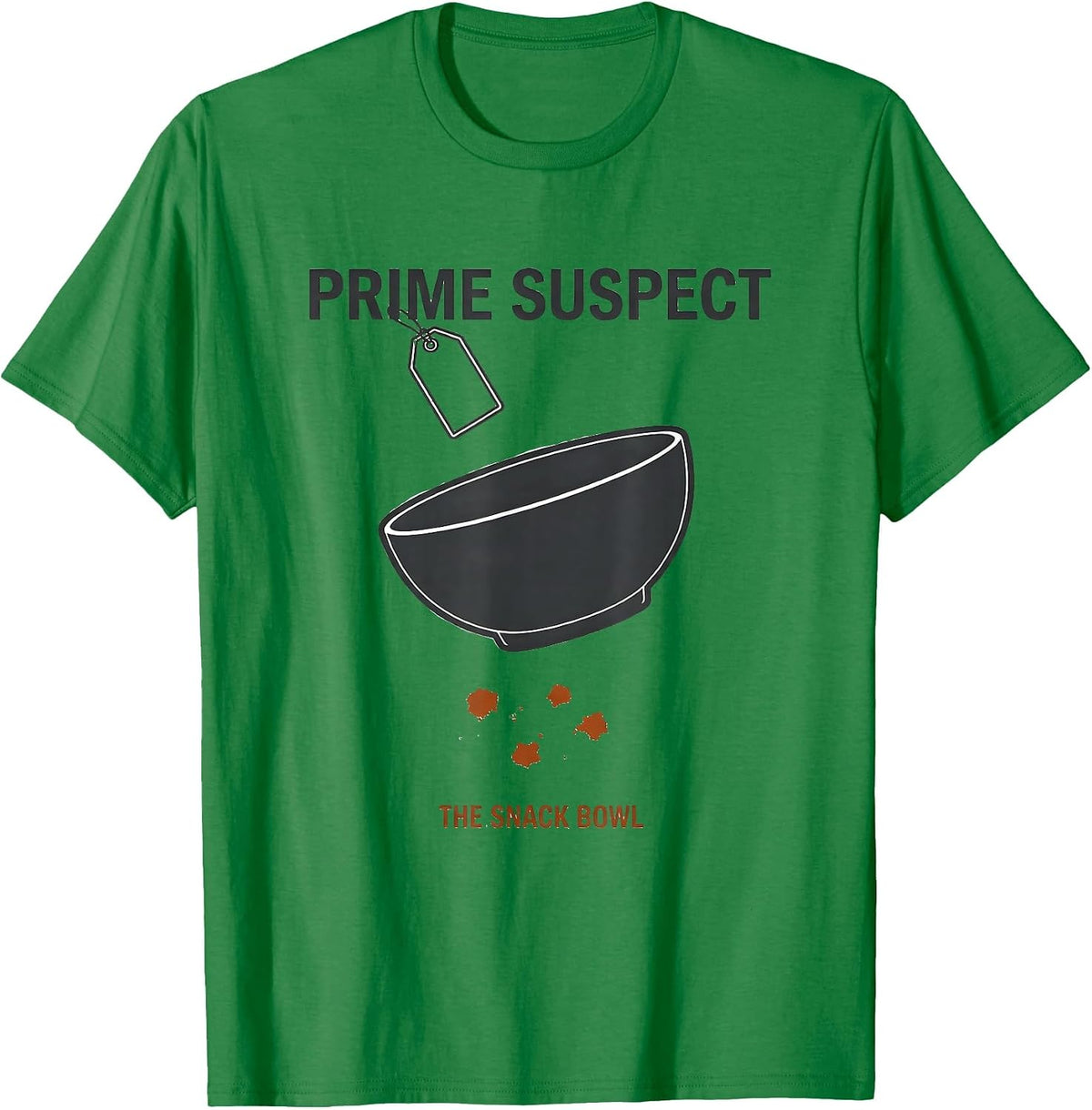 Men's Prime Suspect The Snack Bowl True Crime Fan Couch Humor T-Shirt - Kelly Green