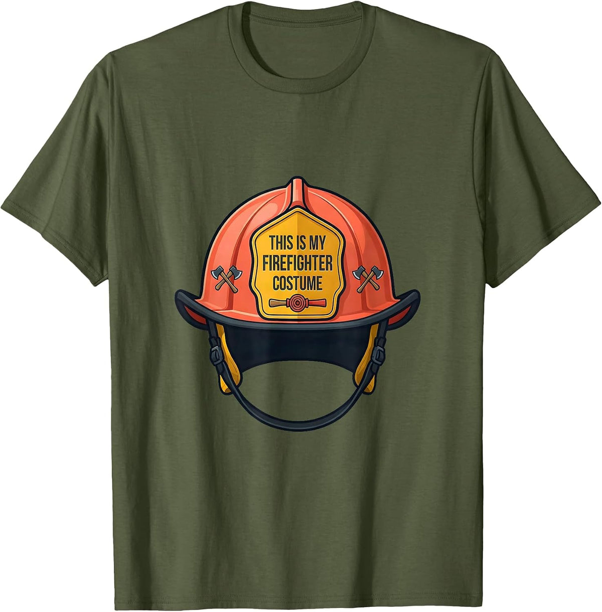 This Is My Firefighter Costume Funny Pretend I'm A Fire T-Shirt - Olive Green