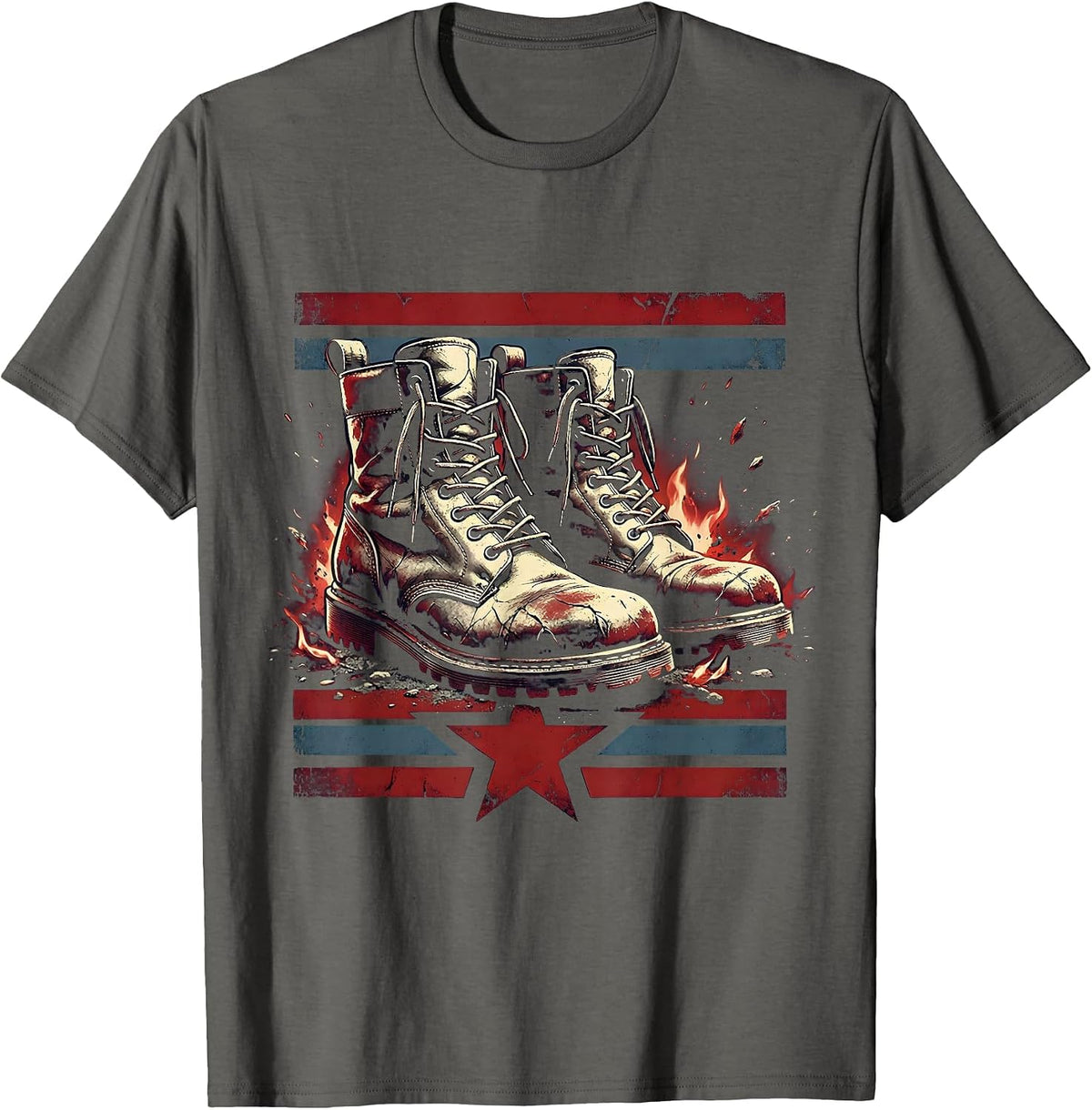 Freedom Tour Campfire Worn Boots Graphic T-Shirt - Asphalt Grey
