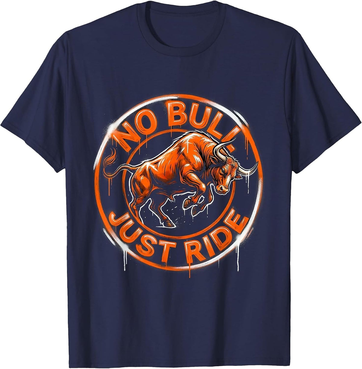 Men's No Bull Just Ride Rodeo Graphic Design T-Shirt - Navy Blue