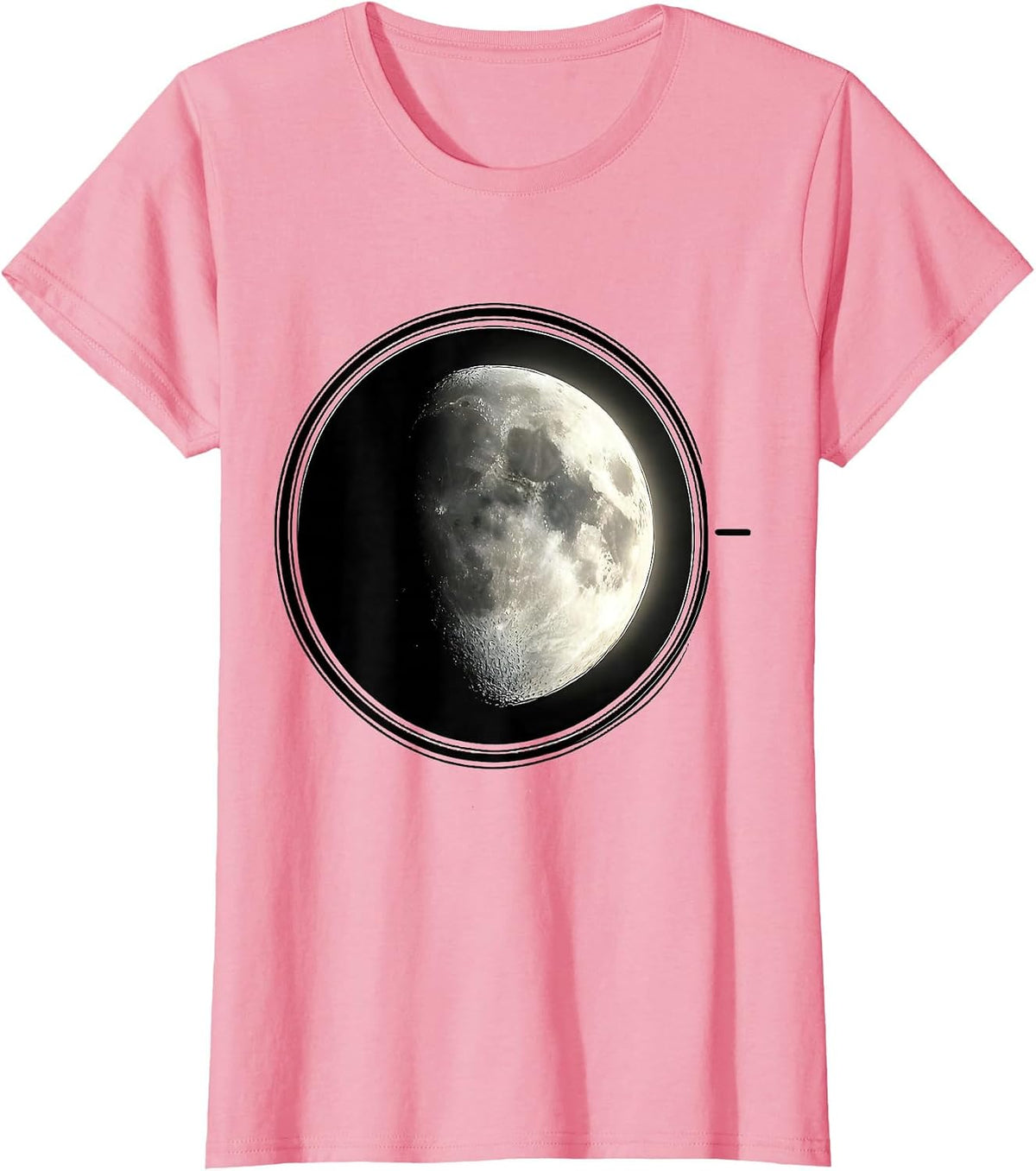 Women's Sealed Moon Badge Boho Celestial Astronomy T-Shirt - Pink