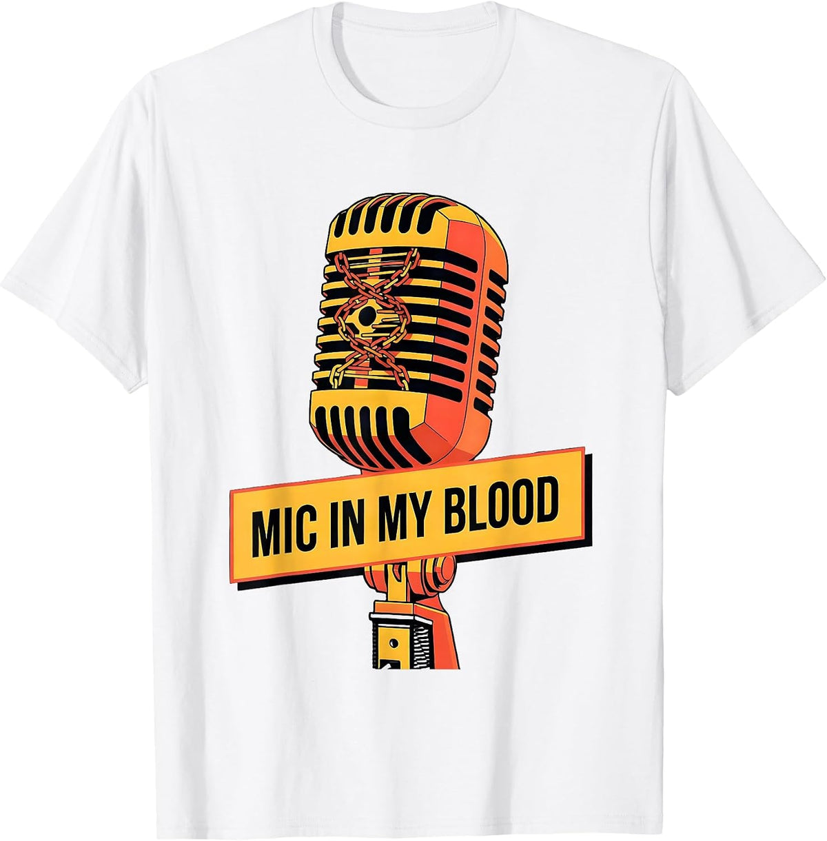 Men's Mic In My Blood Hip Hop Music Design T-Shirt - White