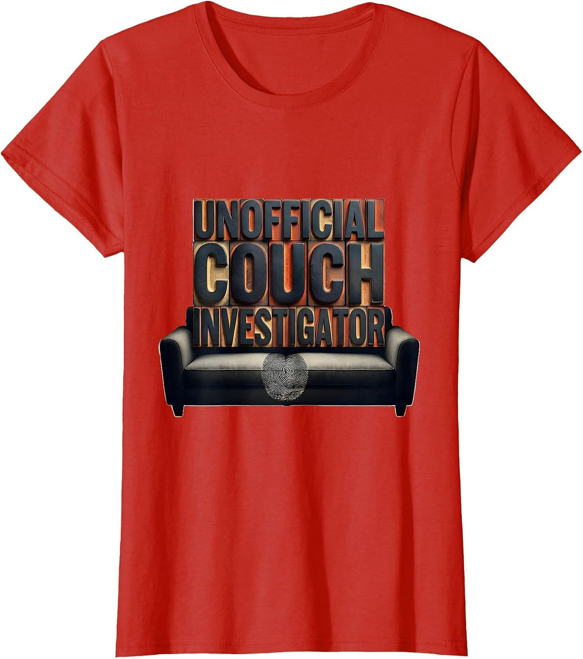 Unofficial Couch Investigator True Crime Fan Humor T-Shirt - Red