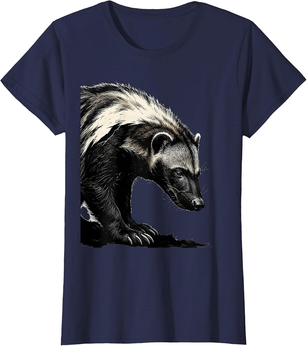 Women's Honey Badger Stencil Graphic Animal Humor T-Shirt - Navy Blue