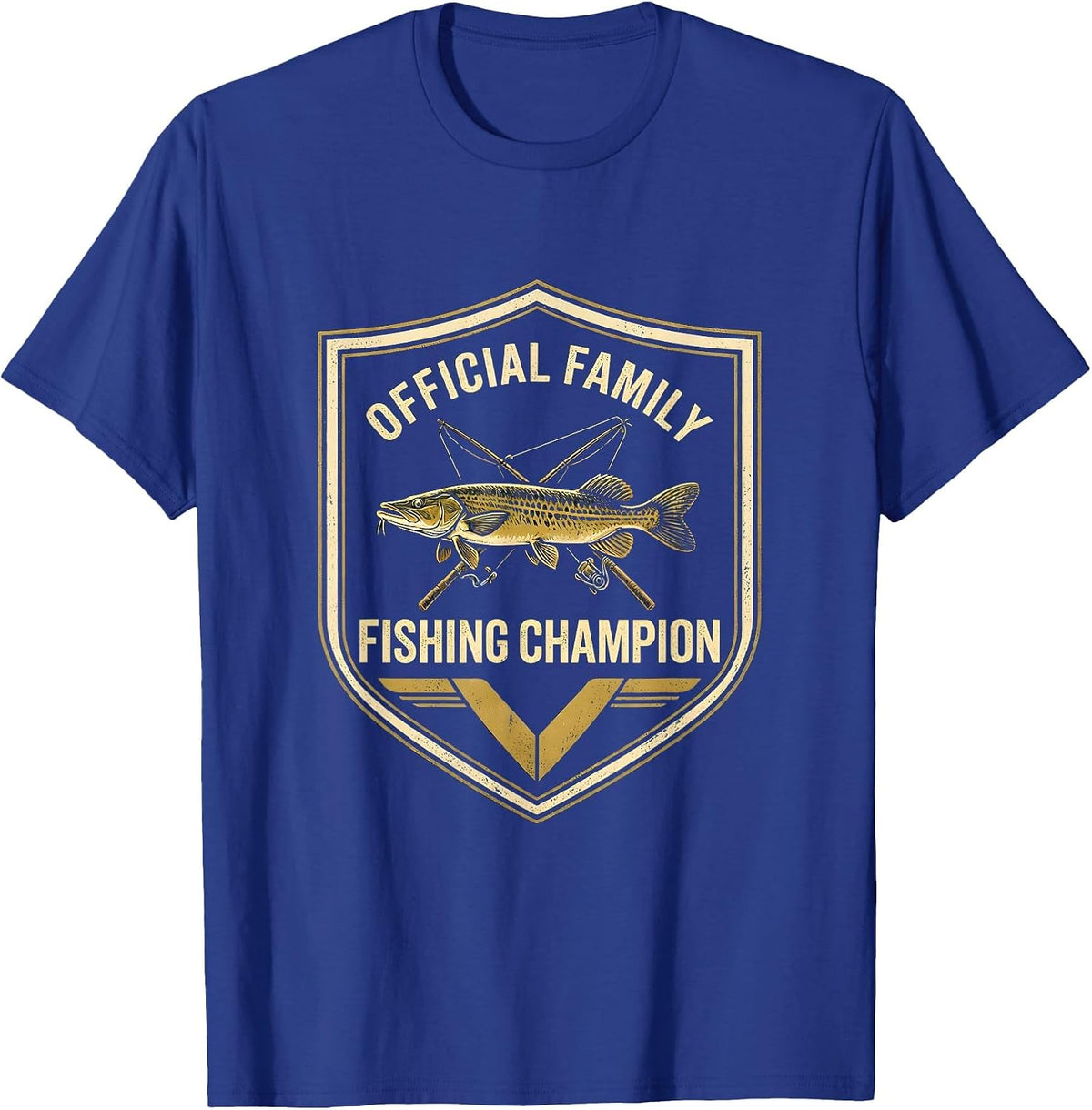 Men's Official Family Fishing Champion Funny Fishing Humor Gift T-Shirt - Royal Blue
