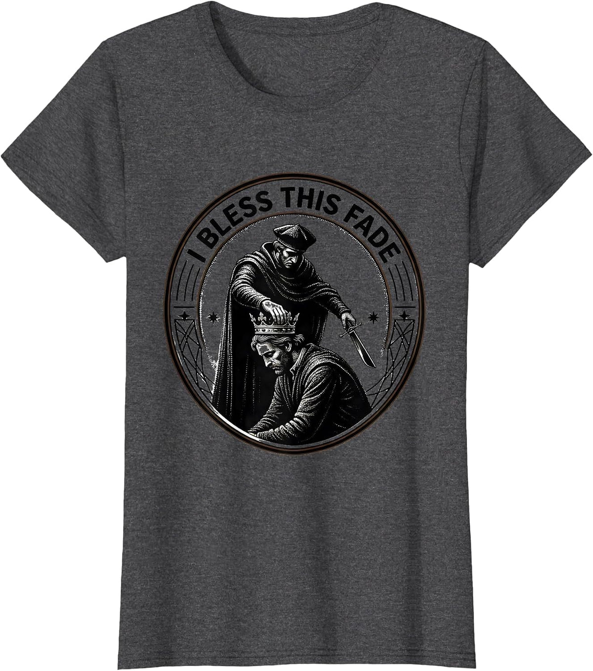 Women's I Bless This Fade Funny Hairdresser Barber Trade Humor Gift T-Shirt - Dark Heather Grey