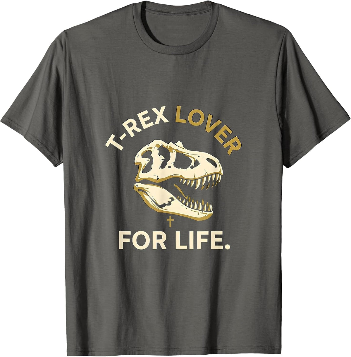 T-Rex Lover For Life Dinosaur Design T-Shirt - Asphalt Grey