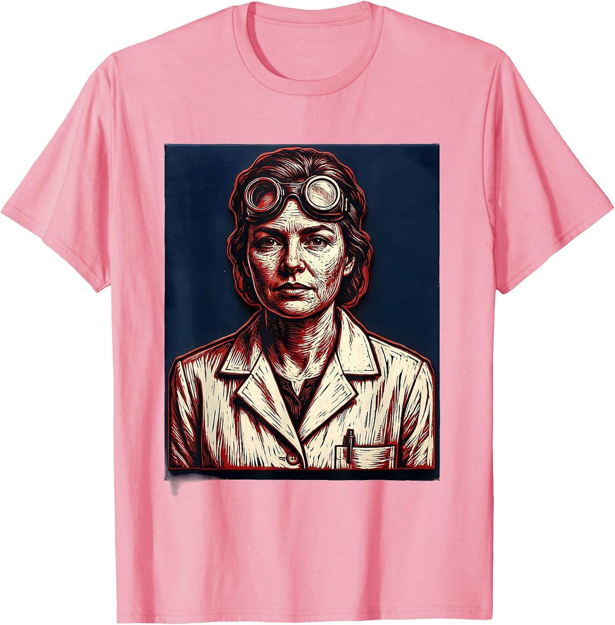 Labor Day Lab Coat Scientist Illustration T-Shirt, Men, Pink, Small - As Pictured