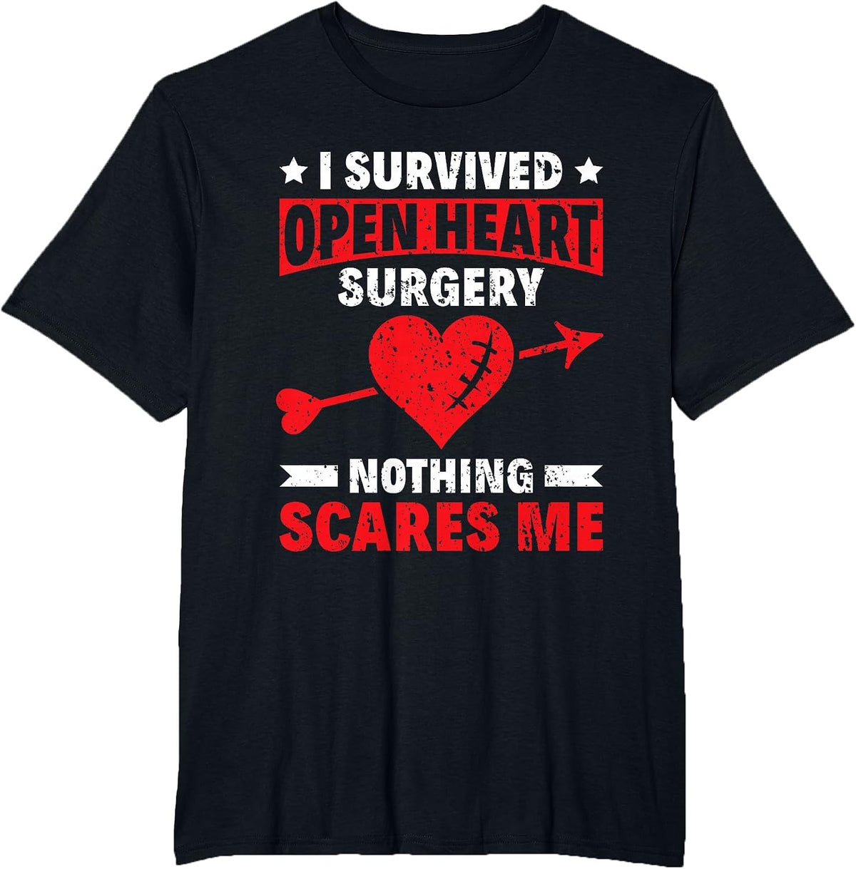 Survived Open Heart Surgery - Bypass Heart Defect T-Shirt - Black