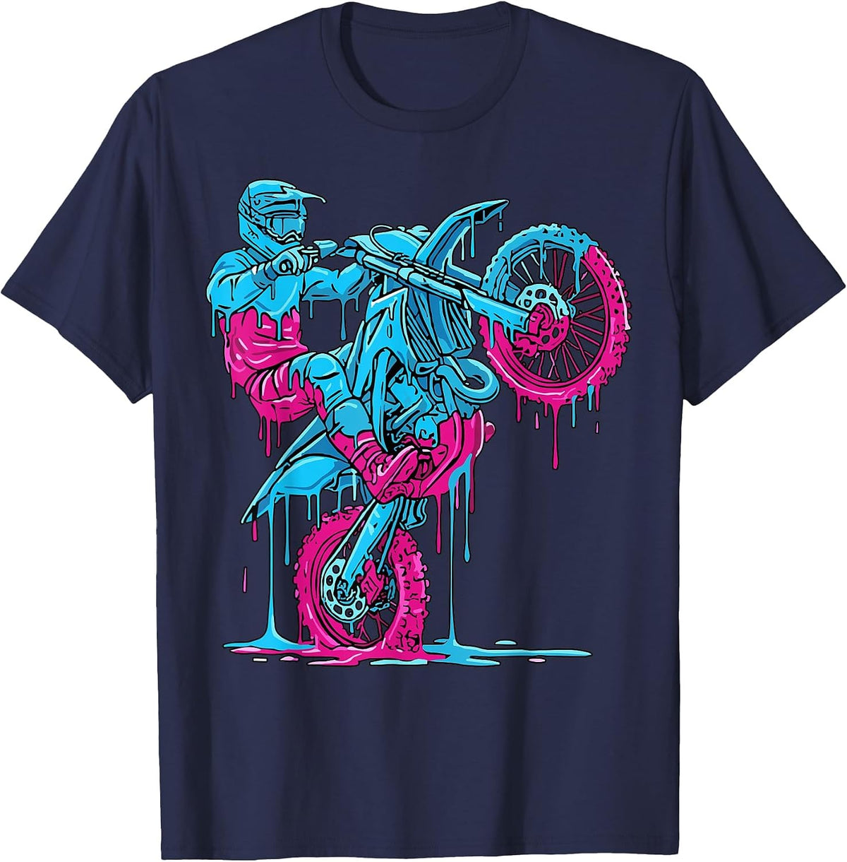 Dirt Bike Rider Drip Motocross T-Shirt - Navy Blue