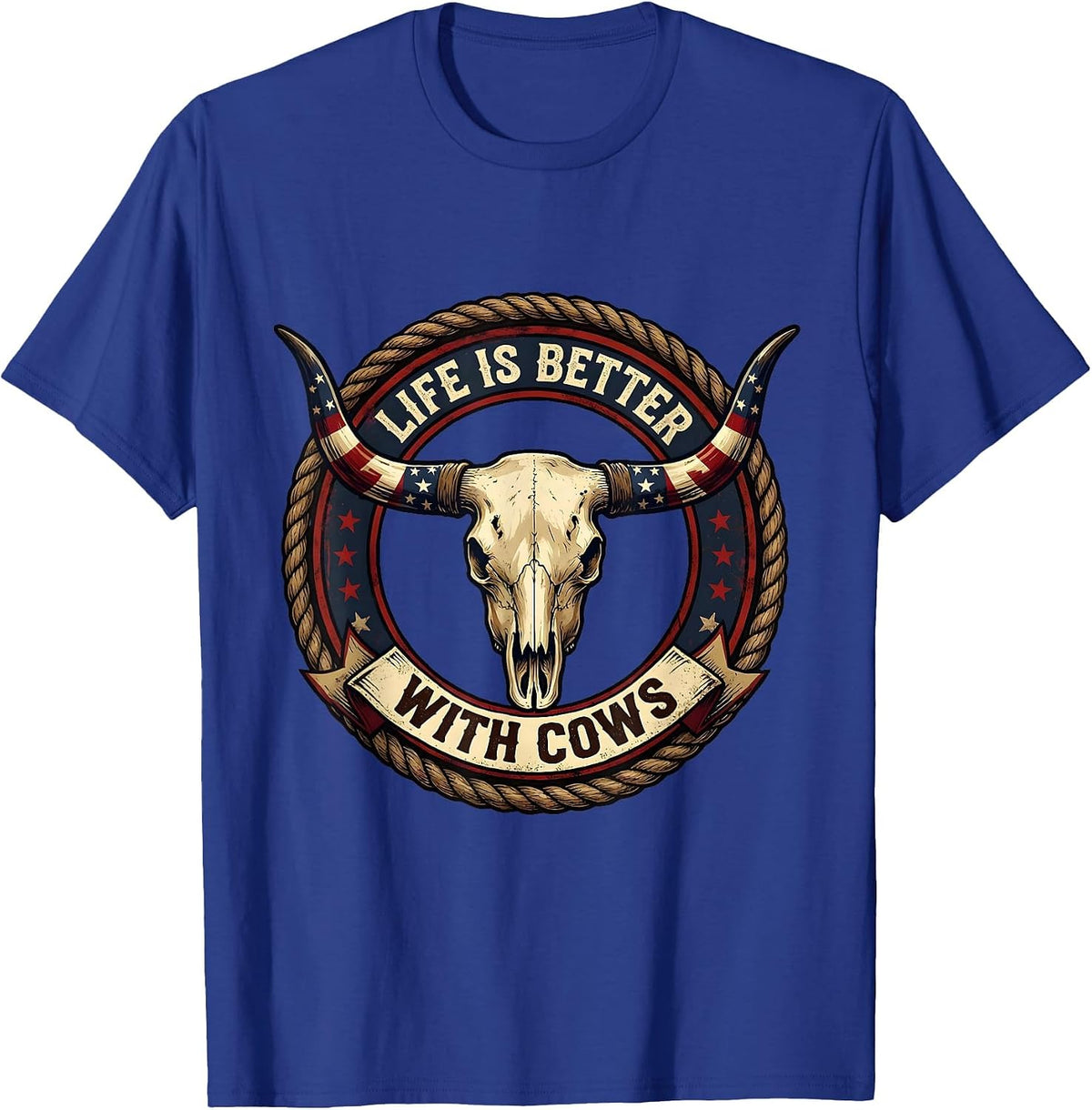 Life Is Better With Cows Farmer Design T-Shirt - Royal Blue