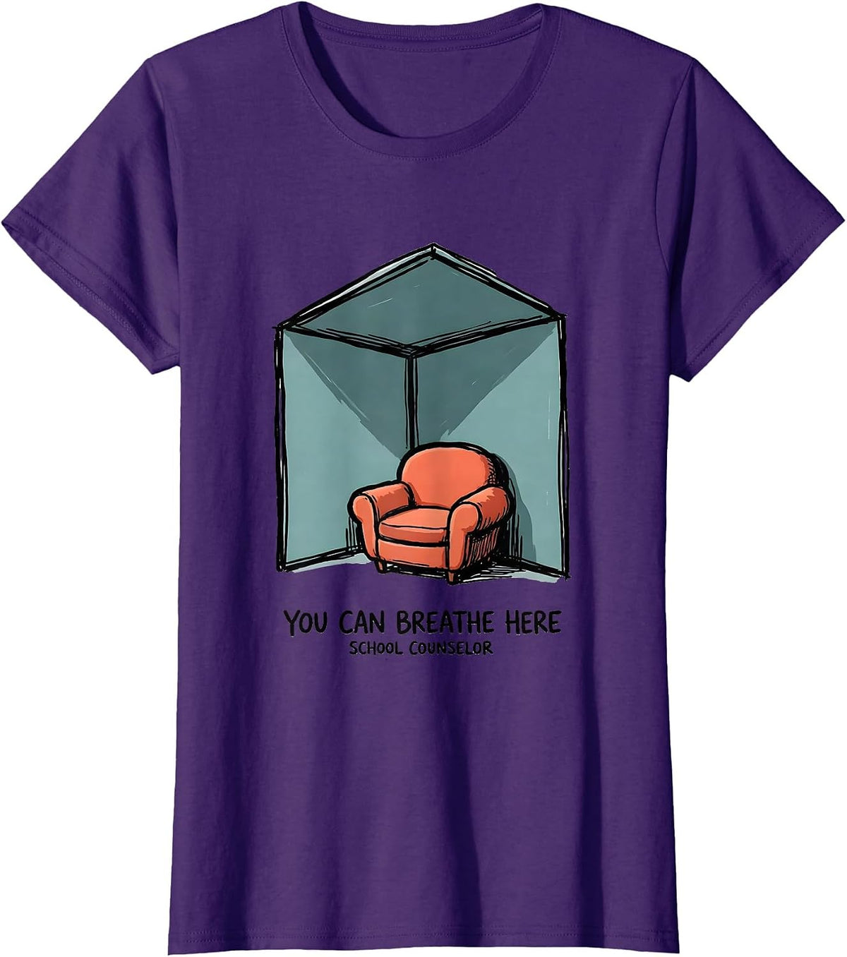 Women's You Can Breathe Here School Counselor T-Shirt - Purple