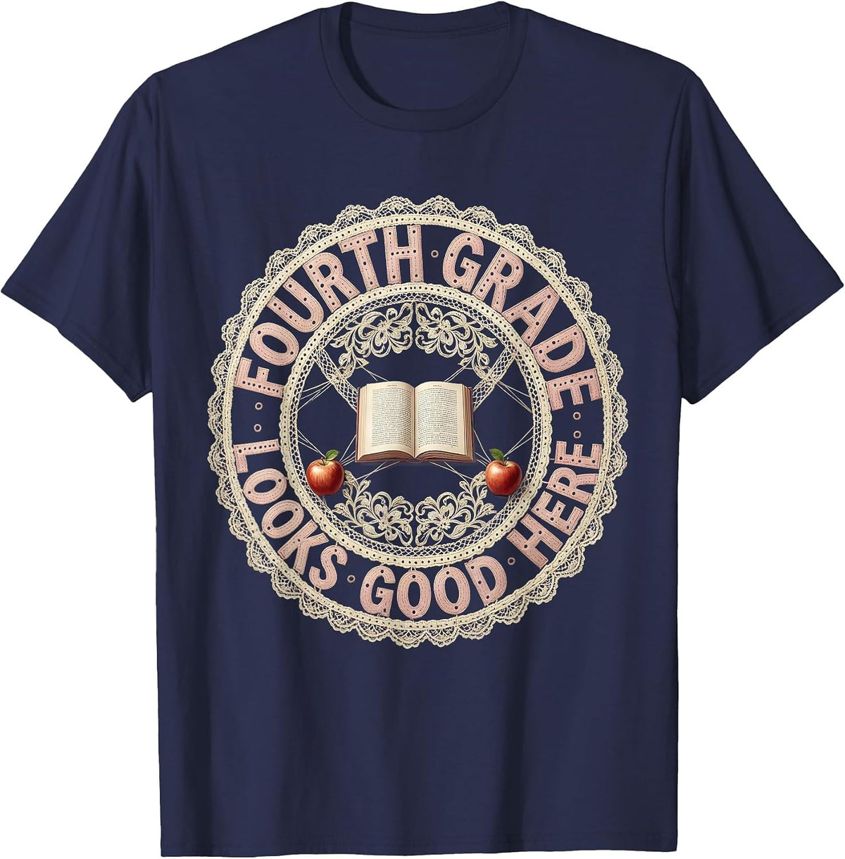 Men's Fourth Grade Looks Good Teacher Design T-Shirt - Navy Blue