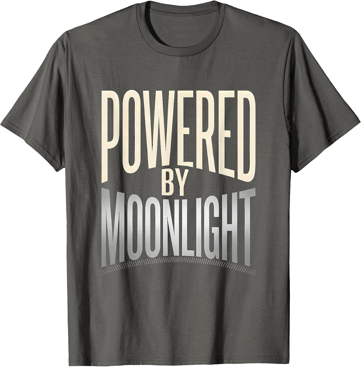Powered By Moonlight Celestial Astronomy Lunar Cycle Boho T-Shirt - Asphalt Grey